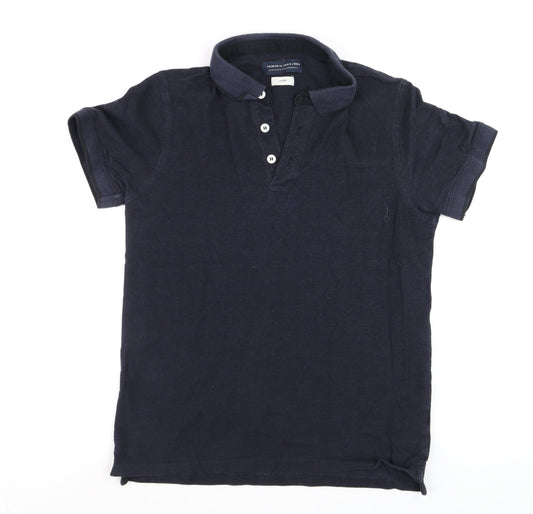 Jack & Jones Men's Blue Cotton Polo Shirt Size L Short Sleeve