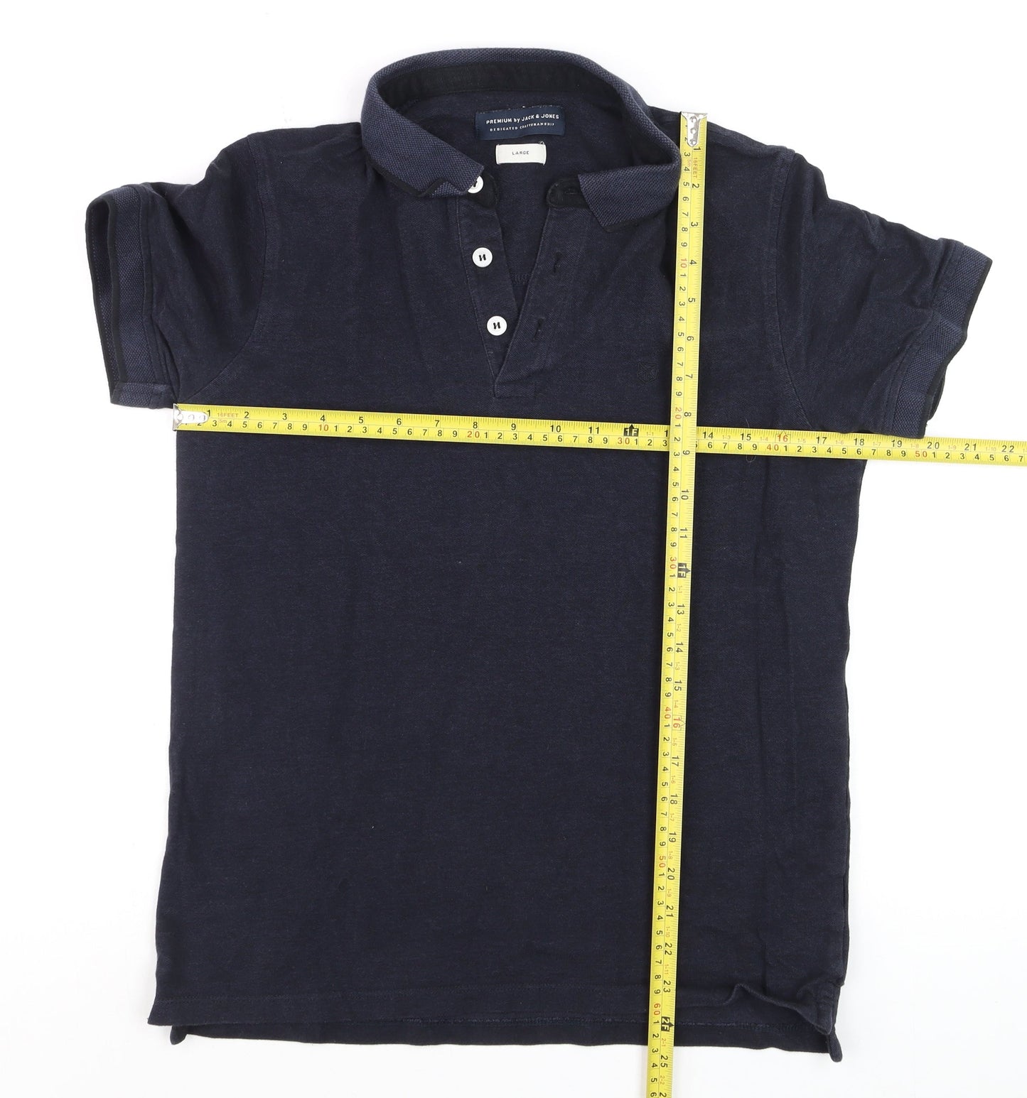 Jack & Jones Men's Blue Cotton Polo Shirt Size L Short Sleeve