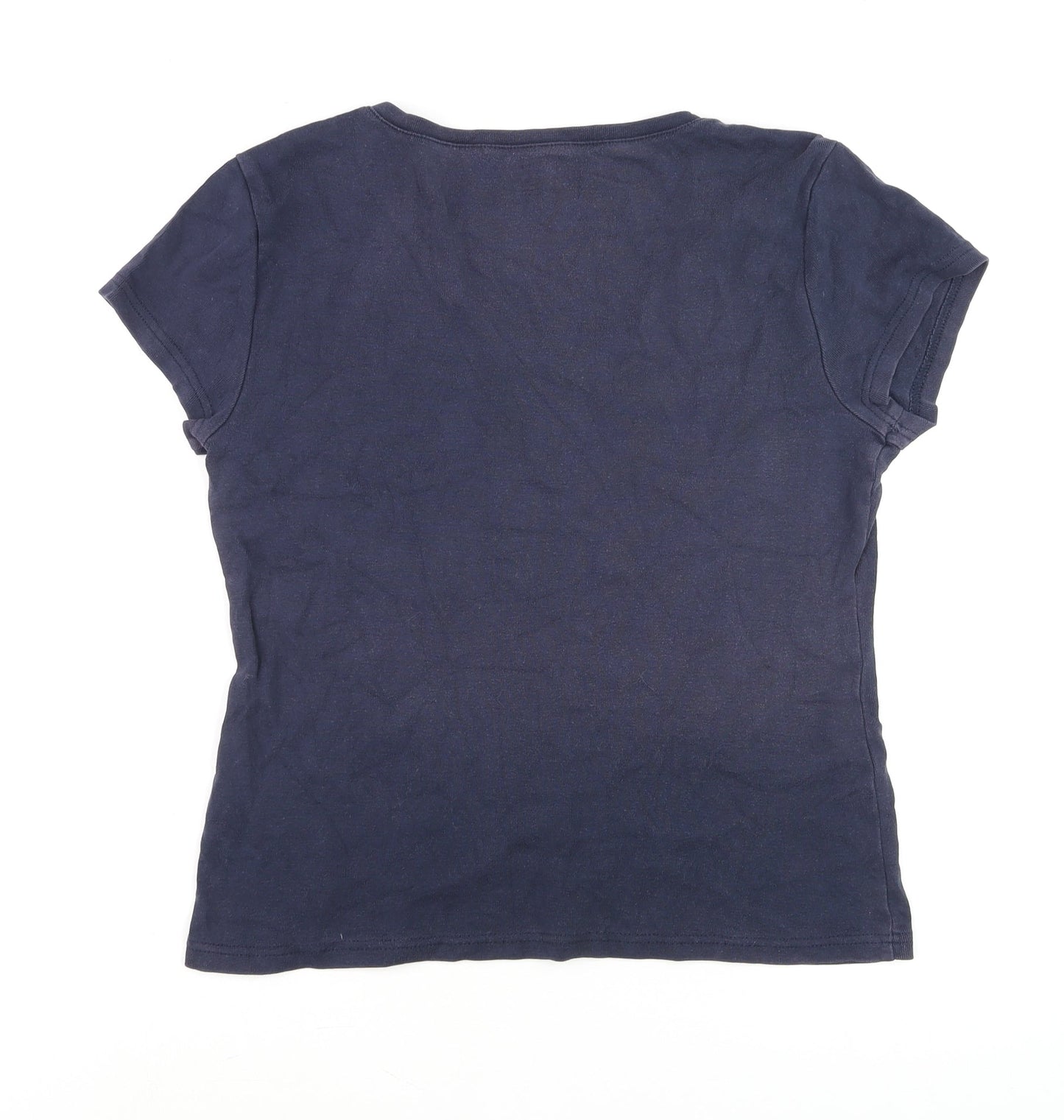Tommy Hilfiger Womens Blue V-Neck Short Sleeve Cotton T-Shirt Size S