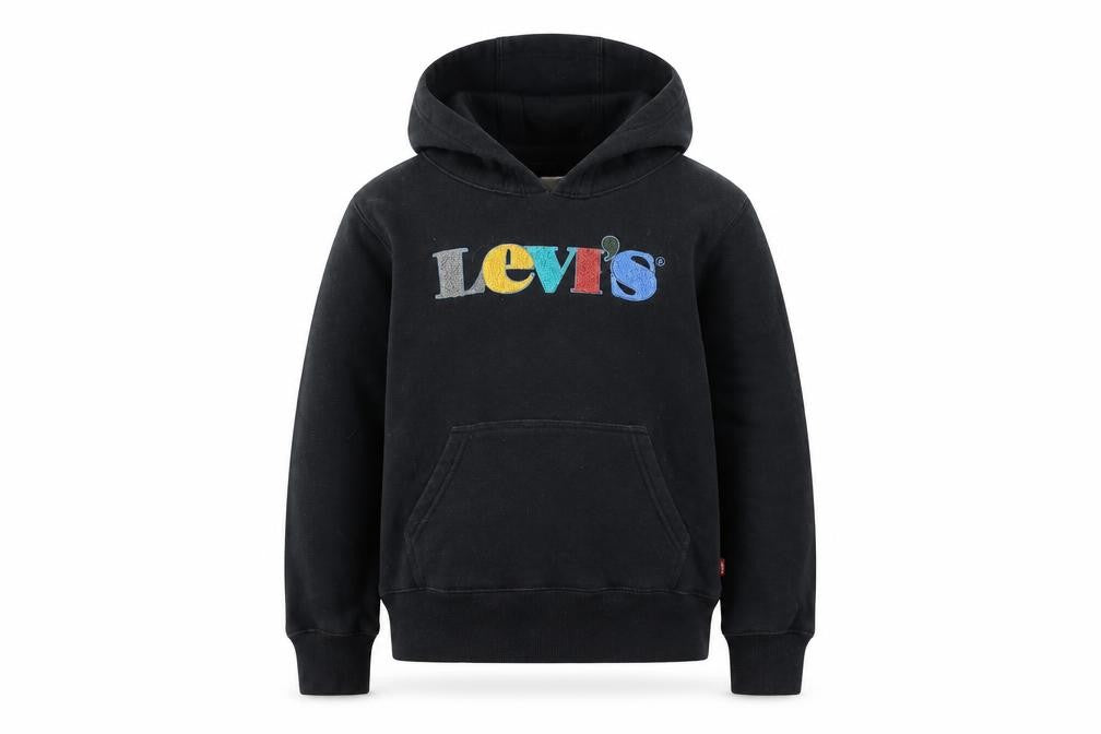 Levi's Boys Black Pullover Hoodie 10 Years Cotton Fleece Logo Design