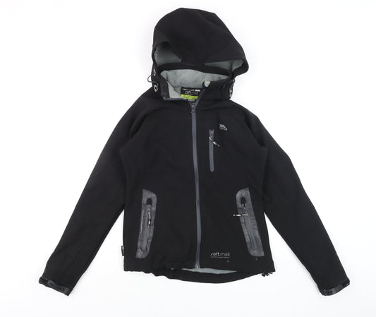 Trespass Men's Black Soft Shell Waterproof Hooded Jacket Size S