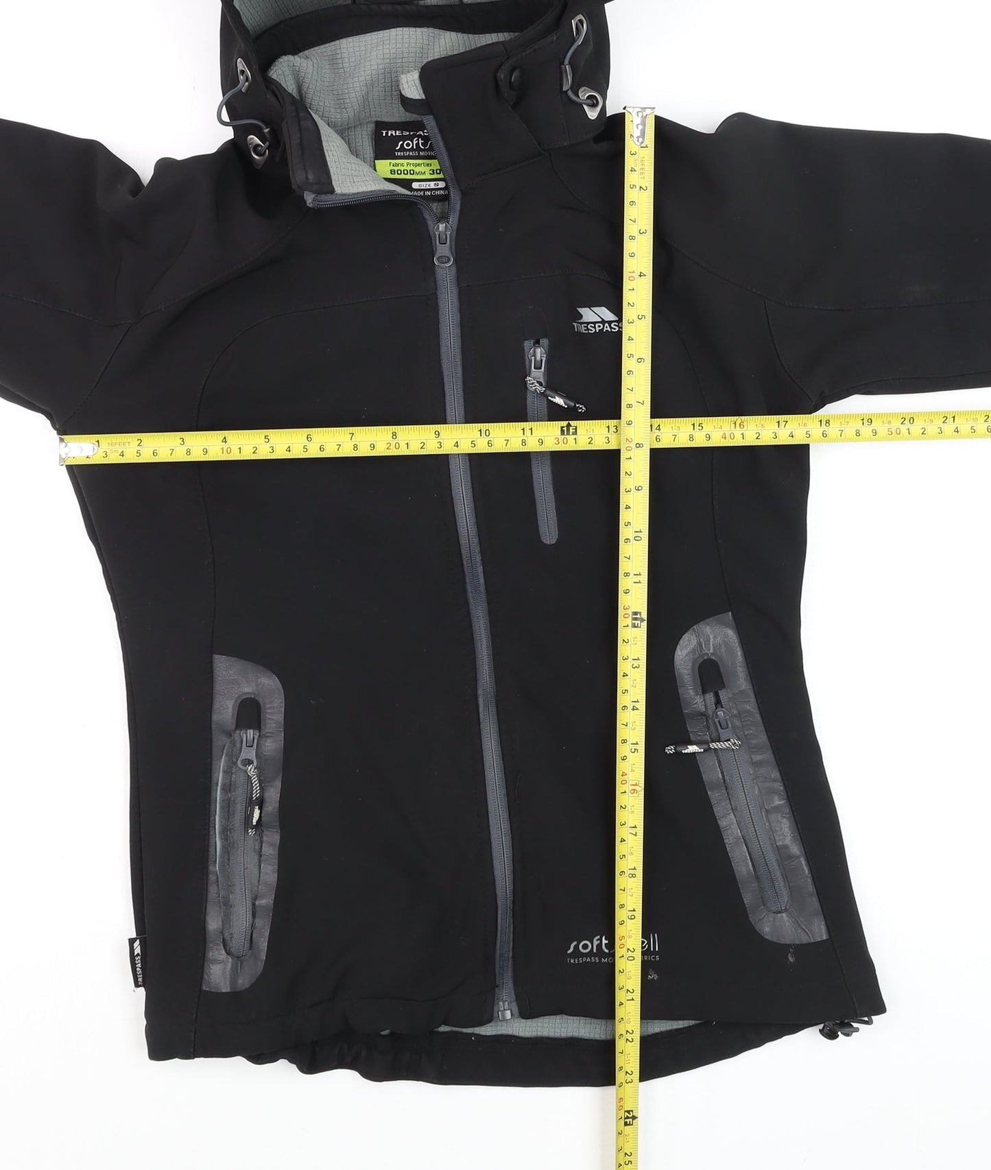 Trespass Men's Black Soft Shell Waterproof Hooded Jacket Size S