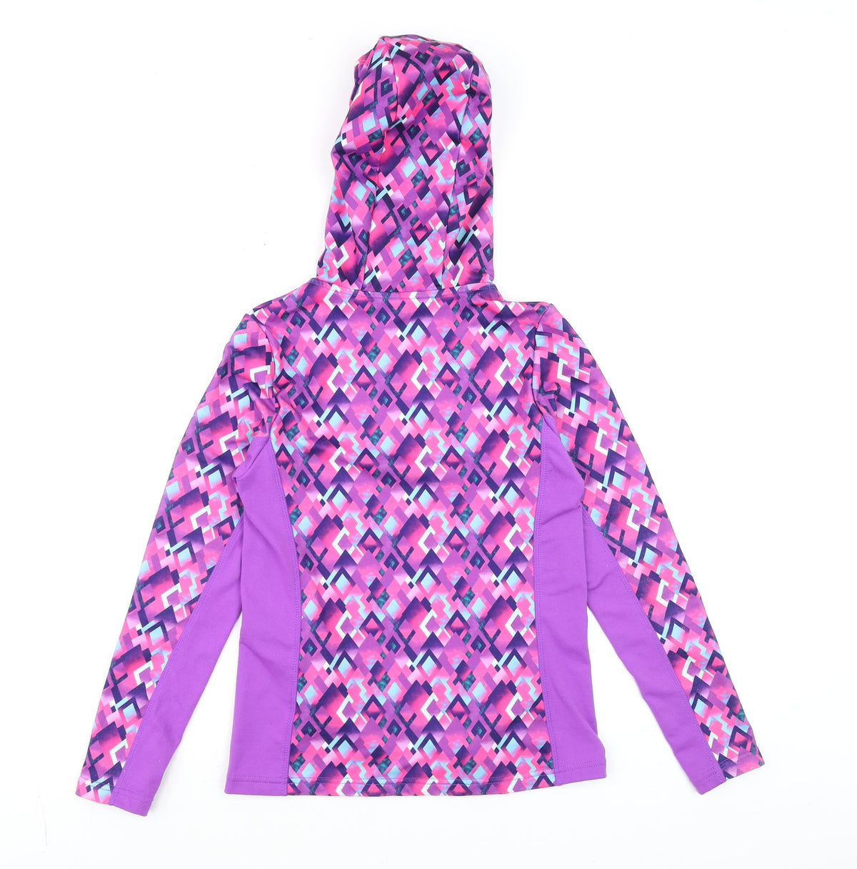 Dunnes Stores Girls Purple Geometric Hooded 1/4 Zip Activewear Jacket 10-11 Years