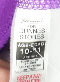 Dunnes Stores Girls Purple Geometric Hooded 1/4 Zip Activewear Jacket 10-11 Years
