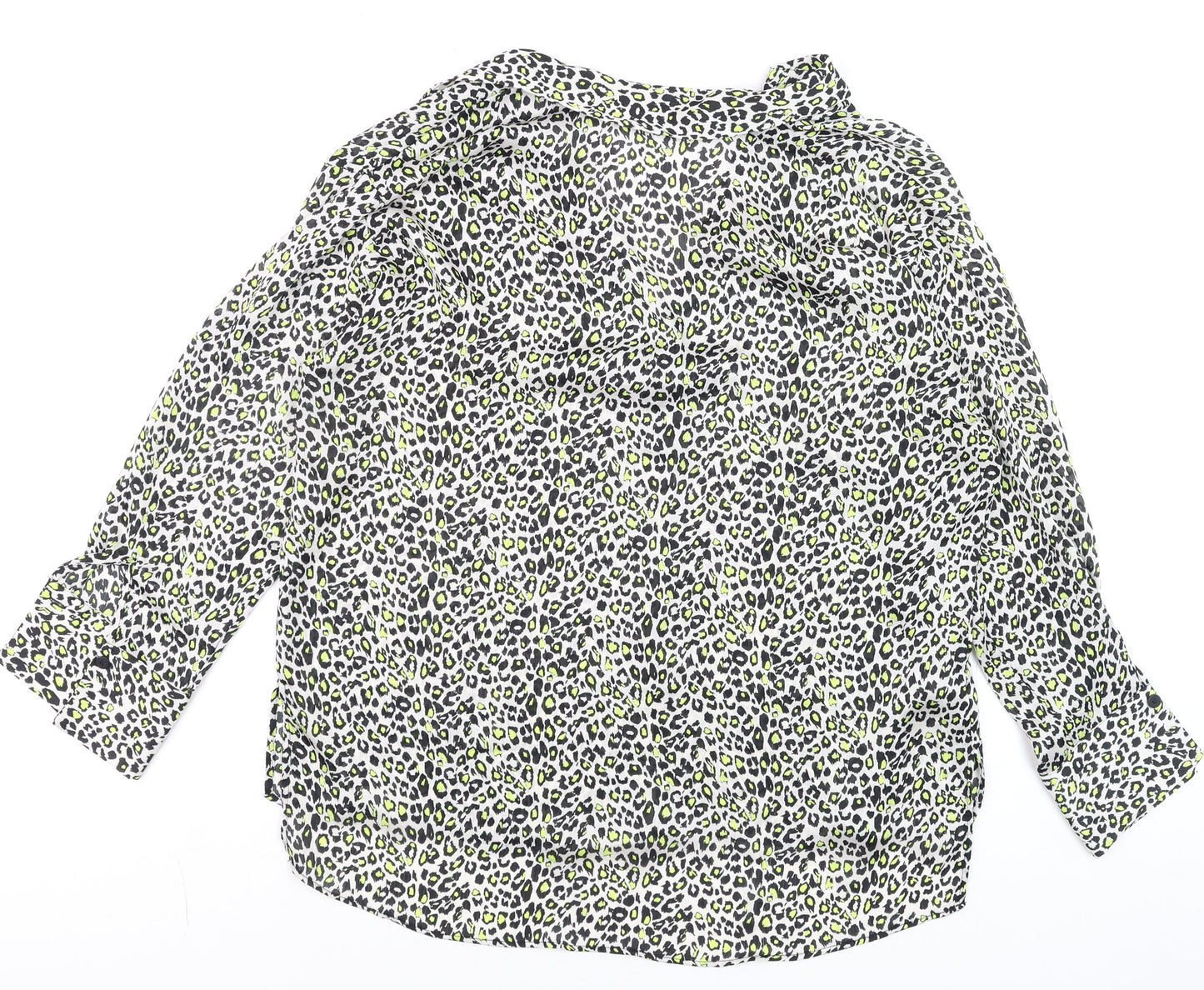 ZARA Women’s Multicoloured Animal Print Collared Cropped Blouse Size XL