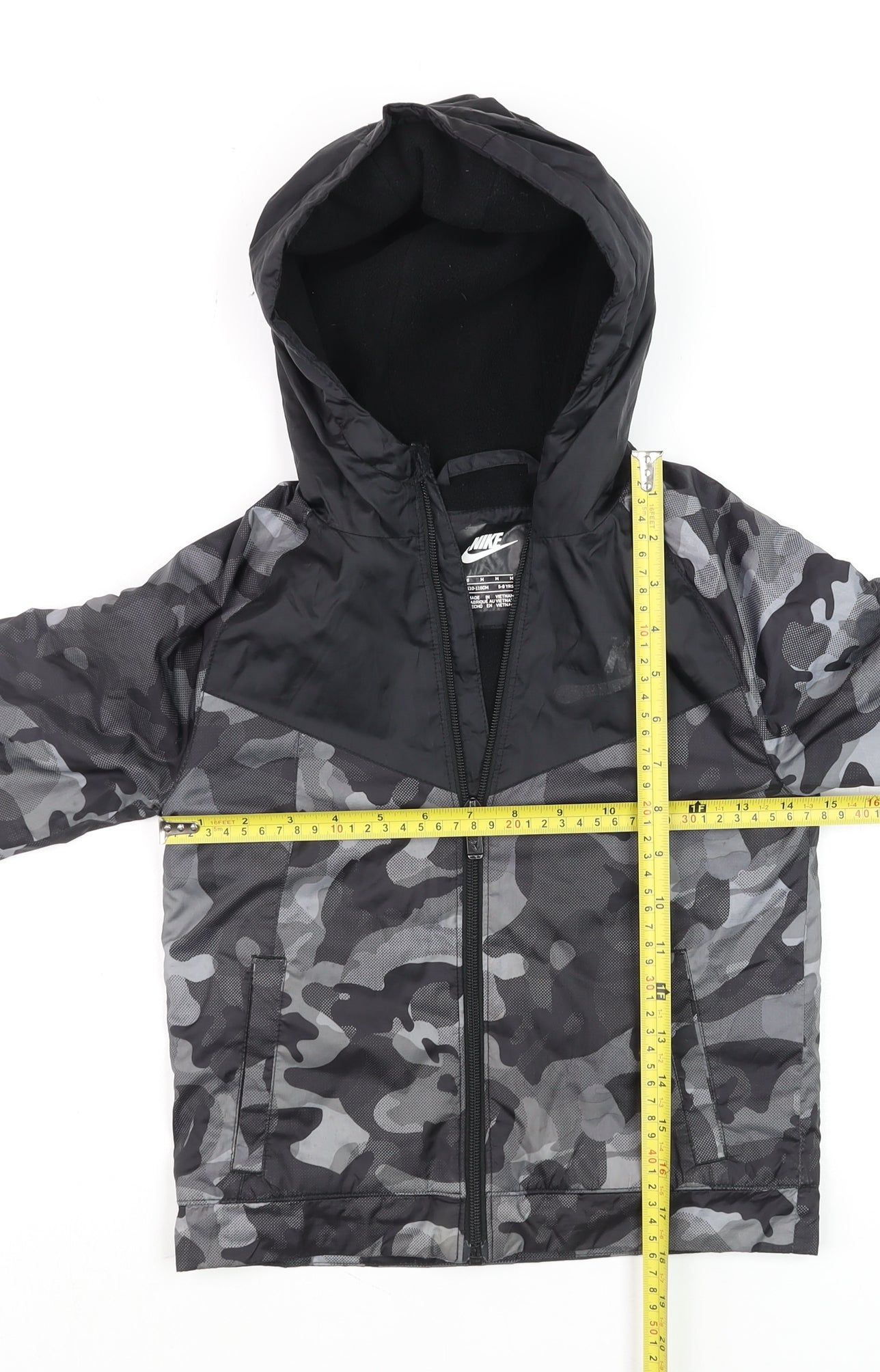 Nike Boys Black Camouflage Hooded Windbreaker Jacket 5-6 Years