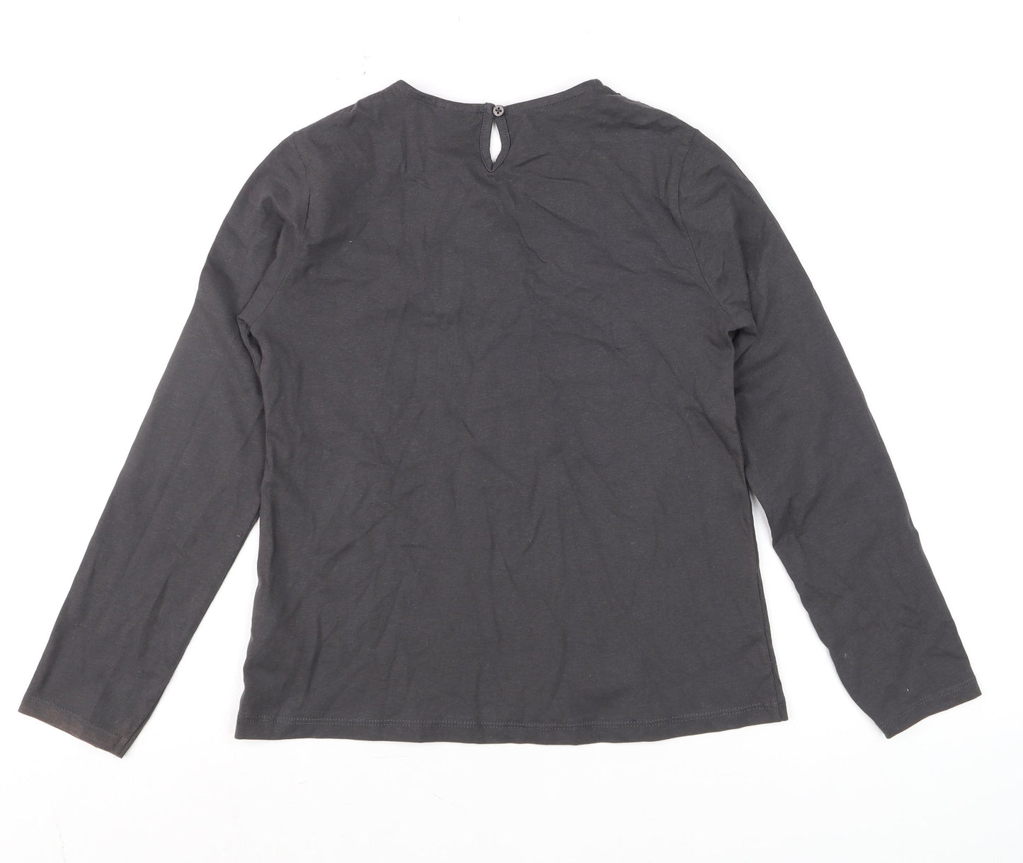 Zara Girls Black Long Sleeve Lace Cotton Blouse 10 Years