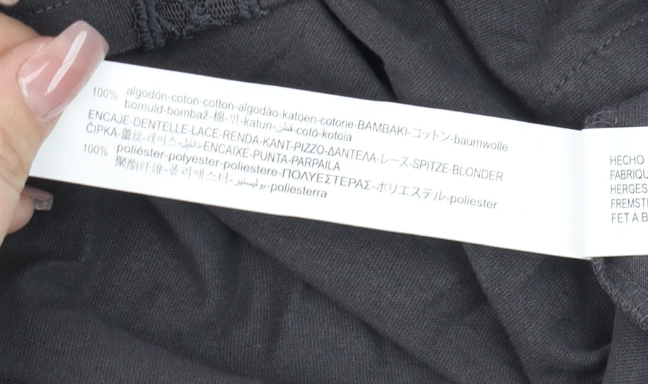 Zara Girls Black Long Sleeve Lace Cotton Blouse 10 Years