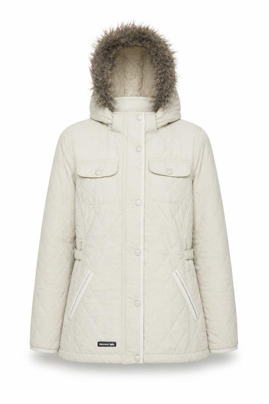 Trespass Women's Beige Quilted Hooded Puffer Jacket Size S