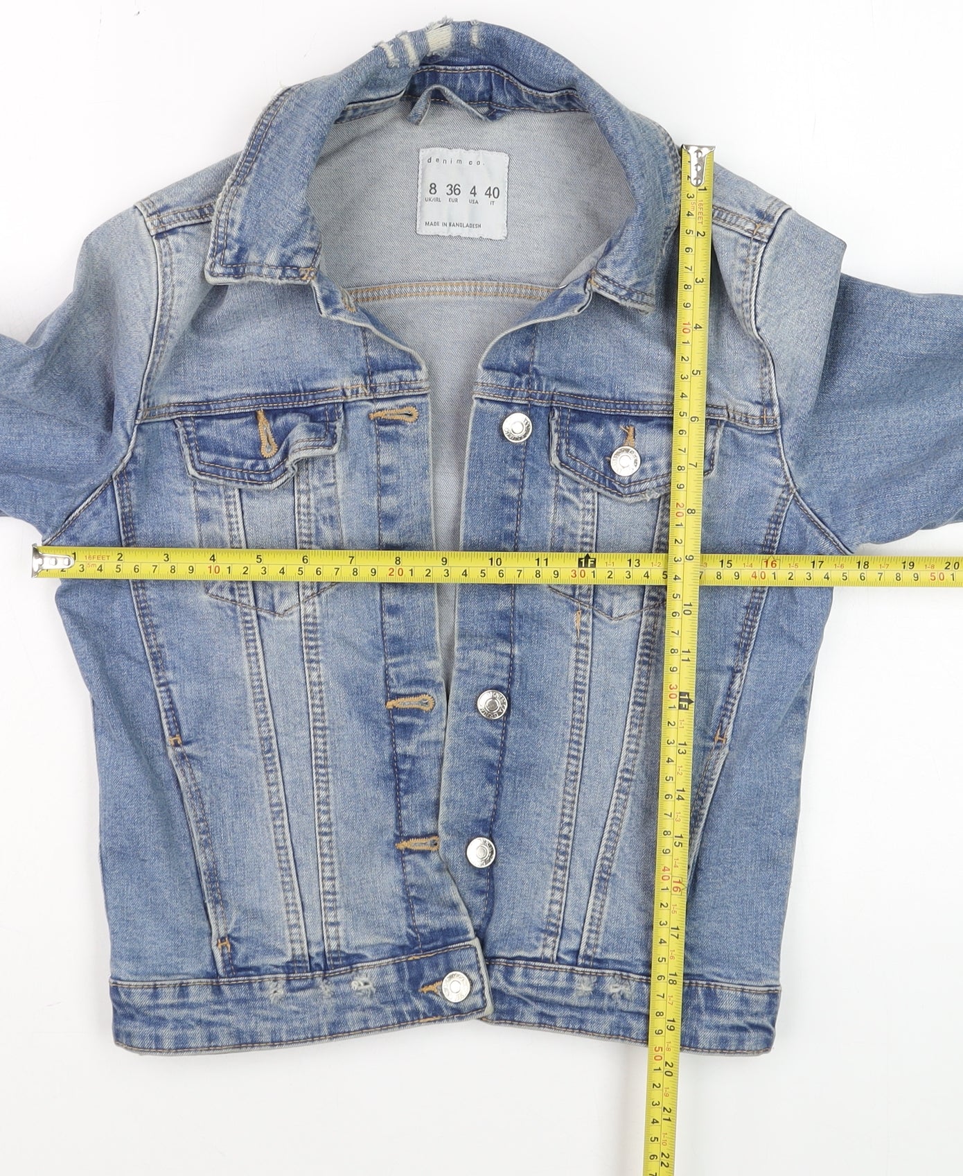 Denim Co. Women's Blue Cropped Denim Jacket Size 8