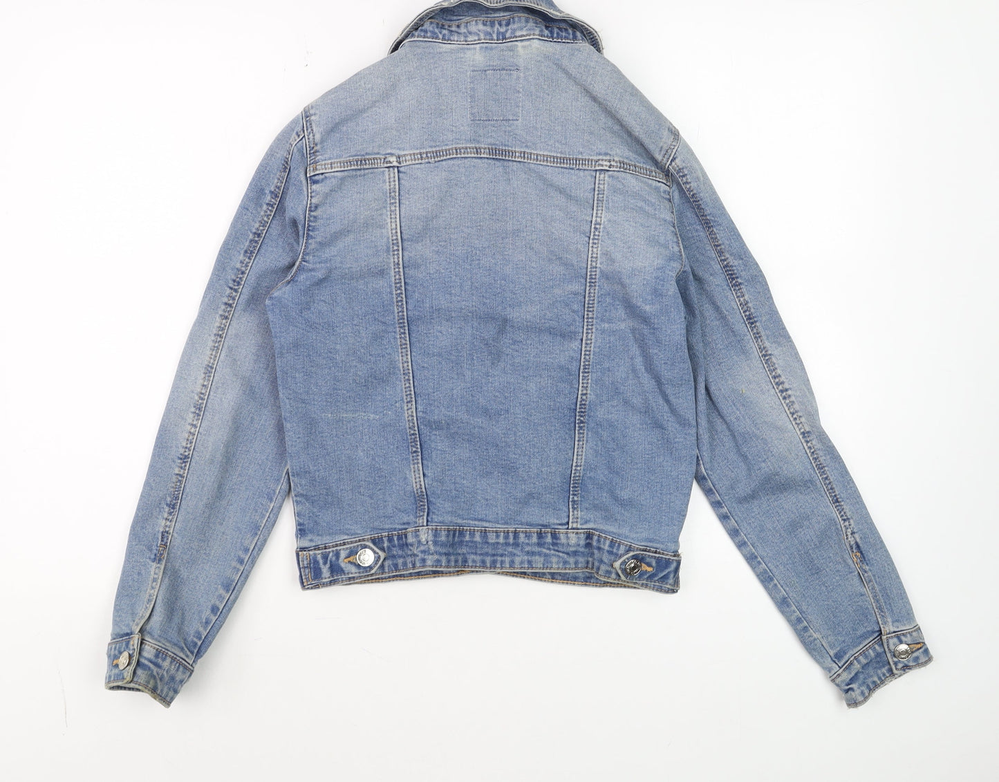 Denim Co. Women's Blue Cropped Denim Jacket Size 8