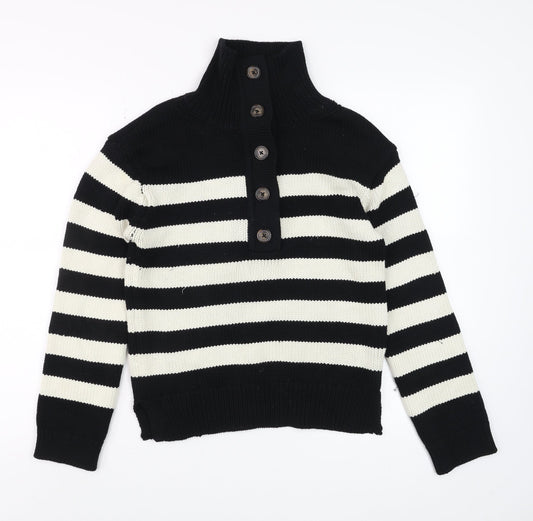 Marks and Spencer Per Una Women's Black Striped High Neck Jumper Size S