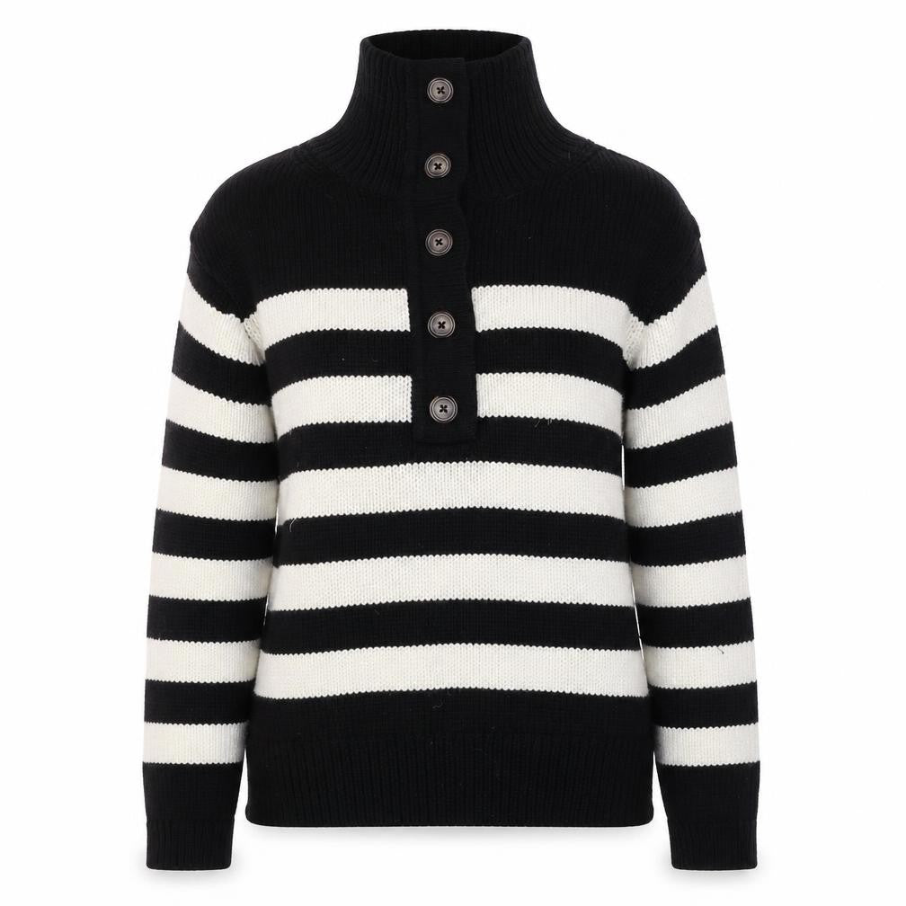 Marks & Spencer Per Una Women's Black Striped High Neck Jumper Size S