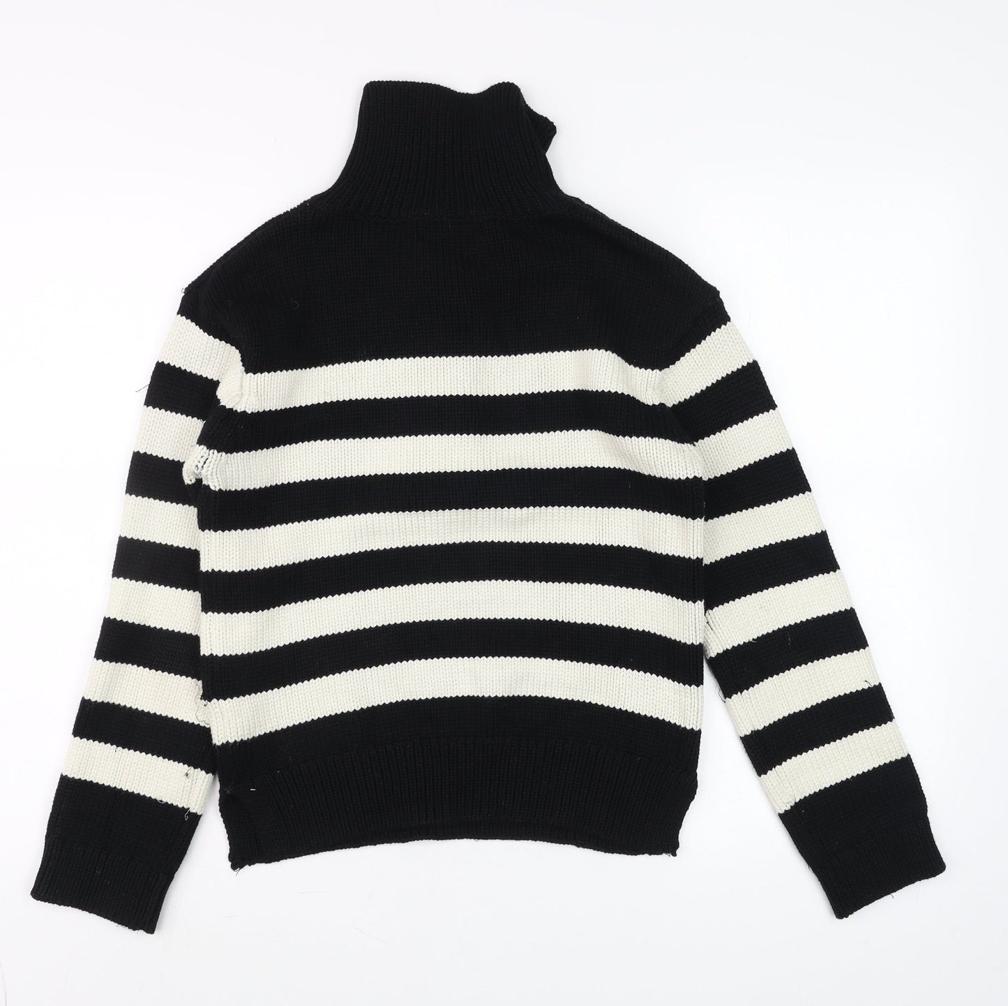 Marks and Spencer Per Una Women's Black Striped High Neck Jumper Size S
