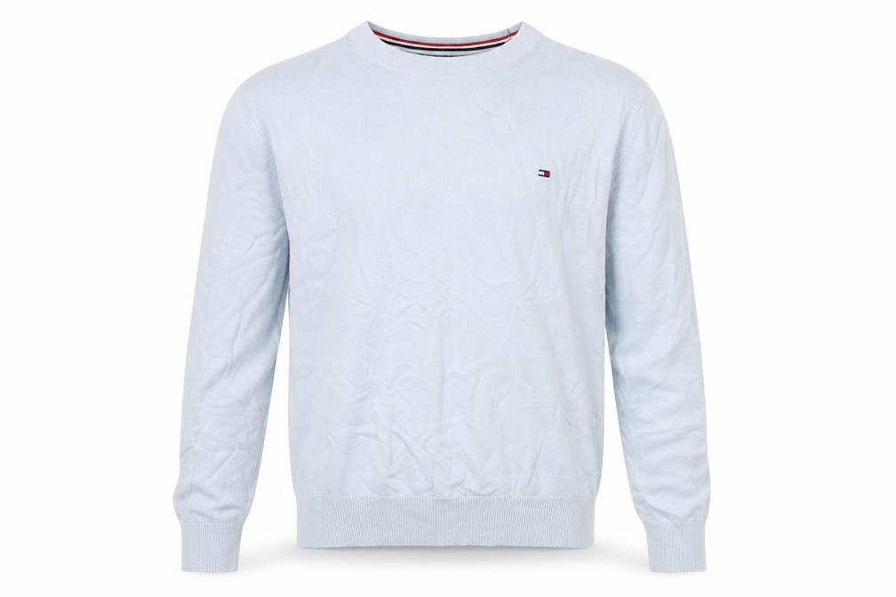 Tommy Hilfiger Men's Blue V-Neck Cotton Jumper M