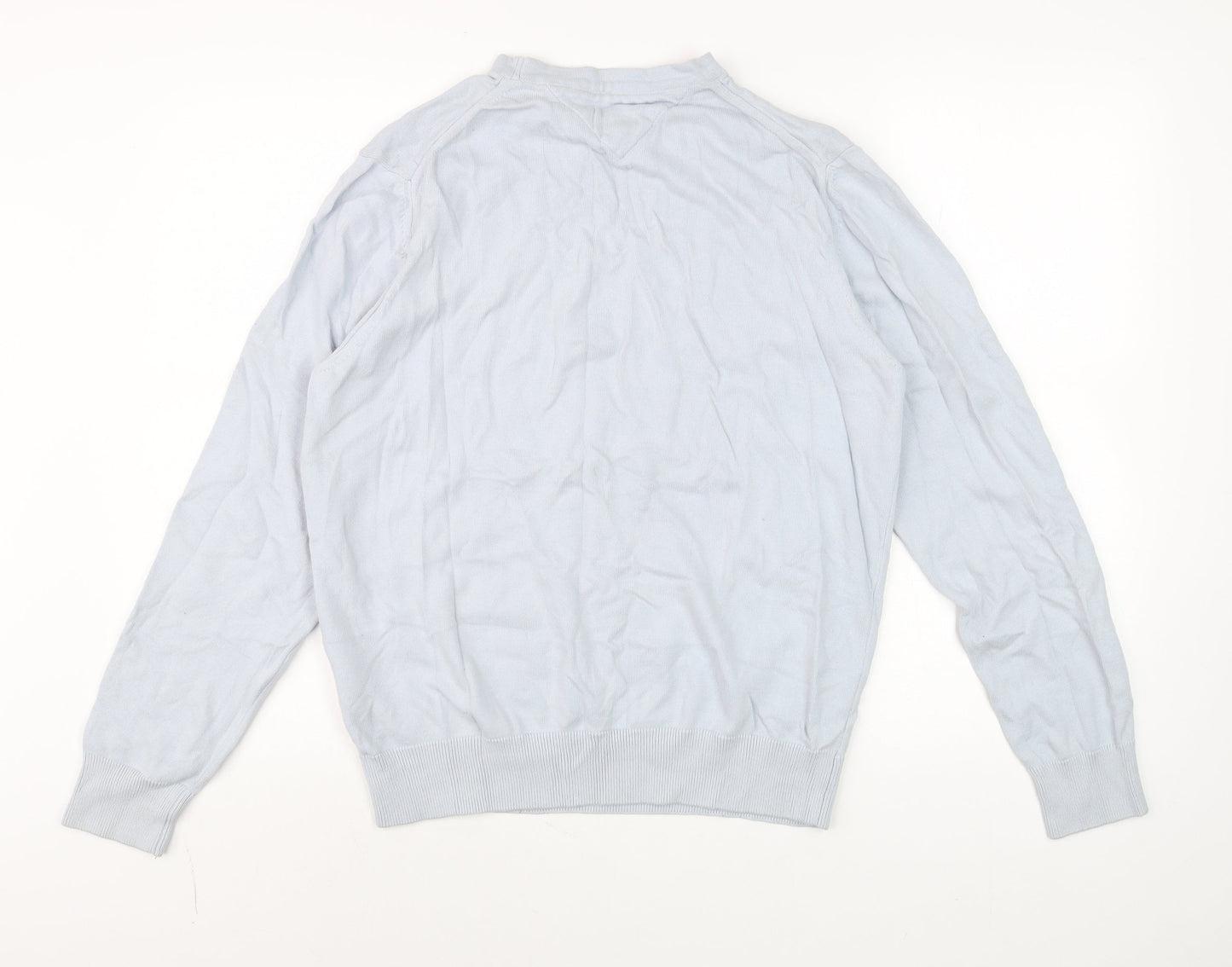 Tommy Hilfiger Men's Blue V-Neck Cotton Jumper M