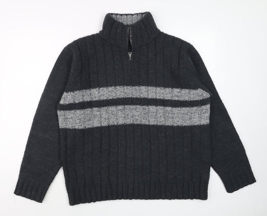 Marks and Spencer Blue Harbour Men’s Blue Large Chunky Knit 1/4 Zip Jumper