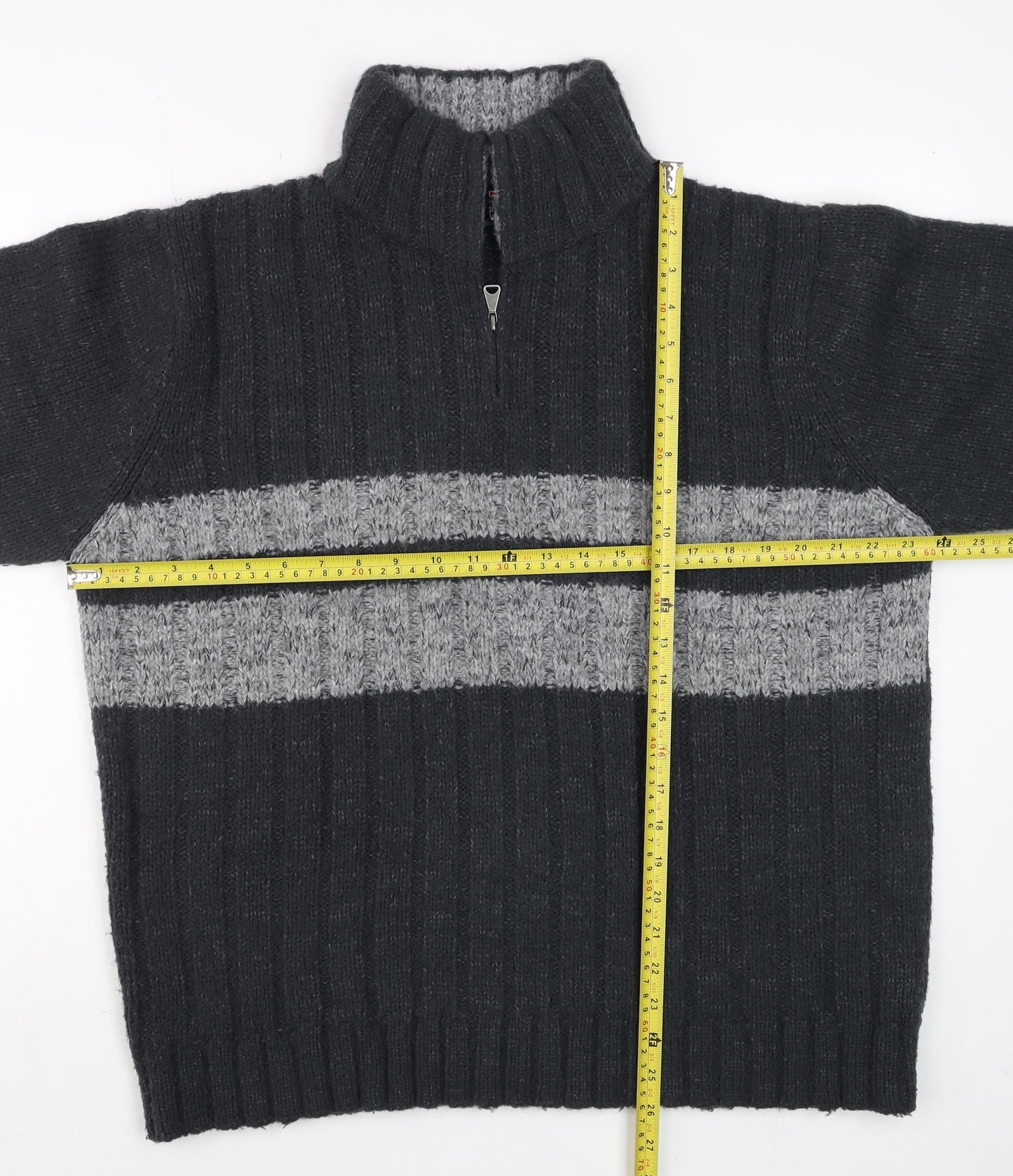 Marks and Spencer Blue Harbour Men’s Blue Large Chunky Knit 1/4 Zip Jumper