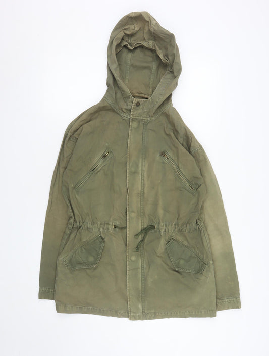 American Eagle Outfitters Women Green Cotton Parka Jacket S