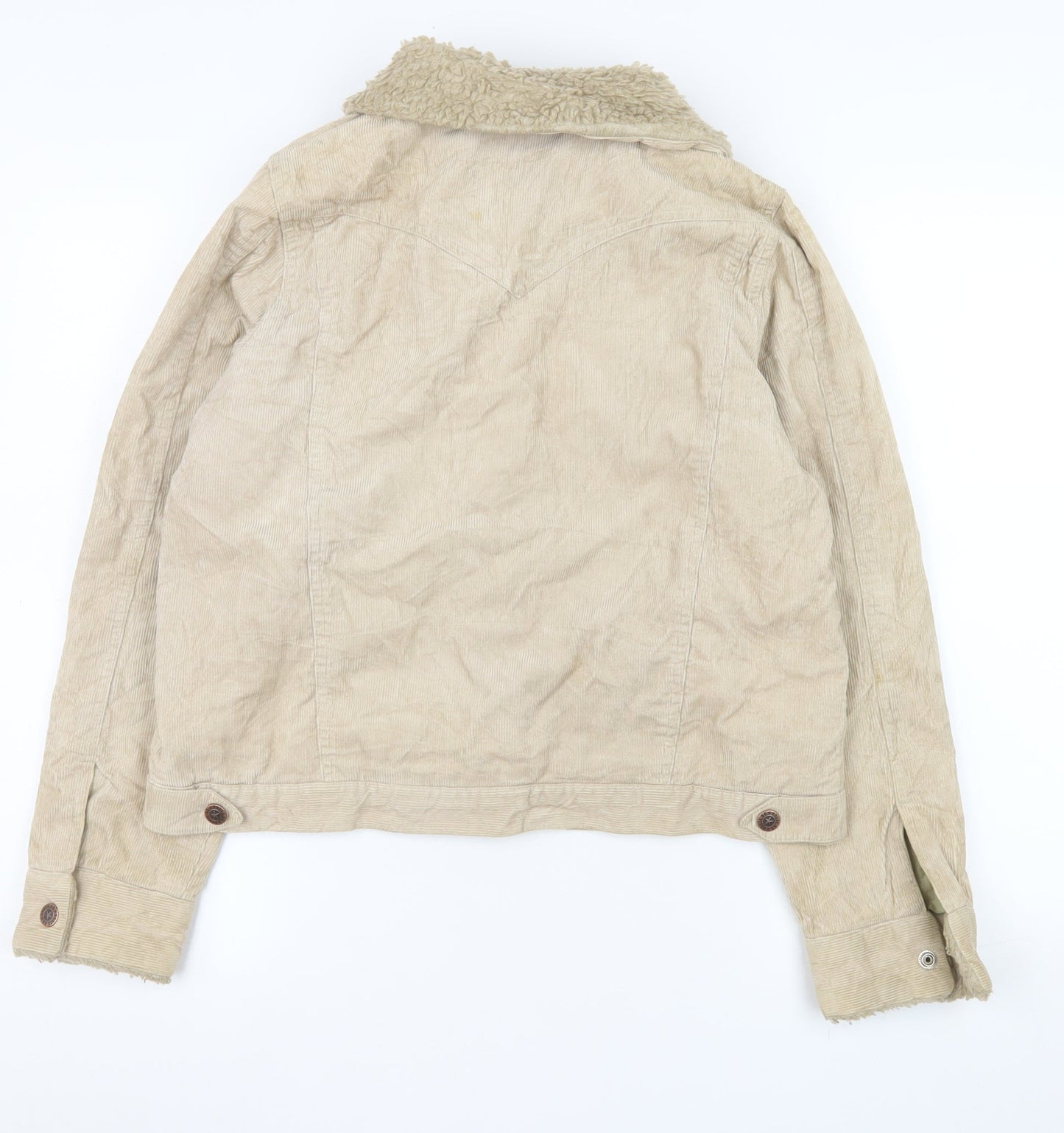 Route 66 Women's Beige Corduroy Sherpa Lined Trucker Jacket M