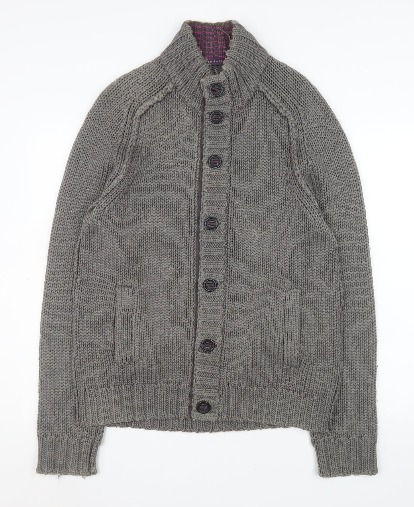 Ted Baker Men's Grey Wool Blend Button Cardigan Jacket Size M