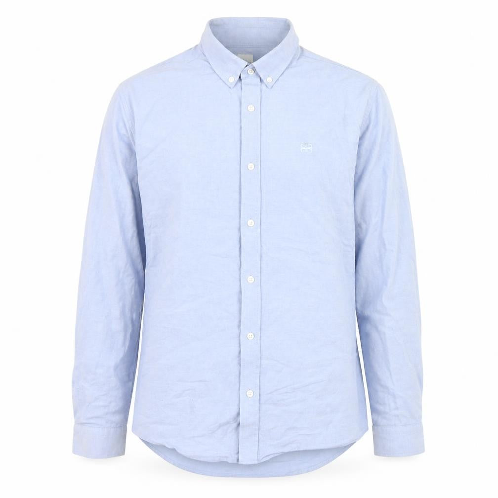 River Island Men's Blue Button-Down Long Sleeve Cotton Shirt M Formal