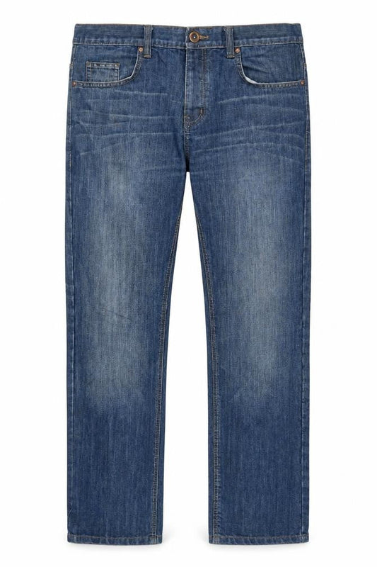 Denim Co. Men's Blue Straight Jeans 38W 32L Cotton Blend Classic Fit
