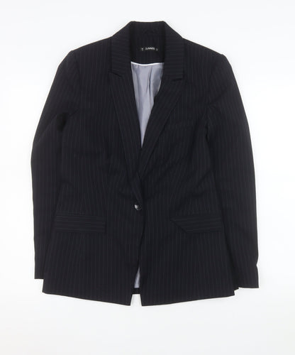 Additional front view of Dunnes Women Black Pinstripe Single-Breasted Blazer, size 12