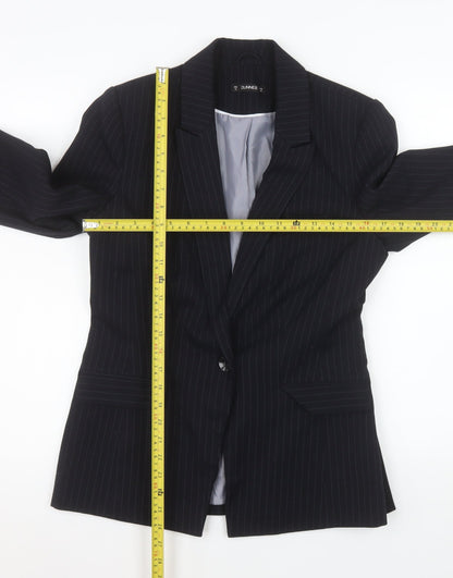 Back view of Dunnes Women Black Pinstripe Single-Breasted Blazer, size 12