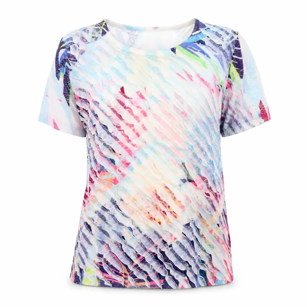 Just Elegance Women's Multicoloured Floral T-Shirt M Short Sleeve