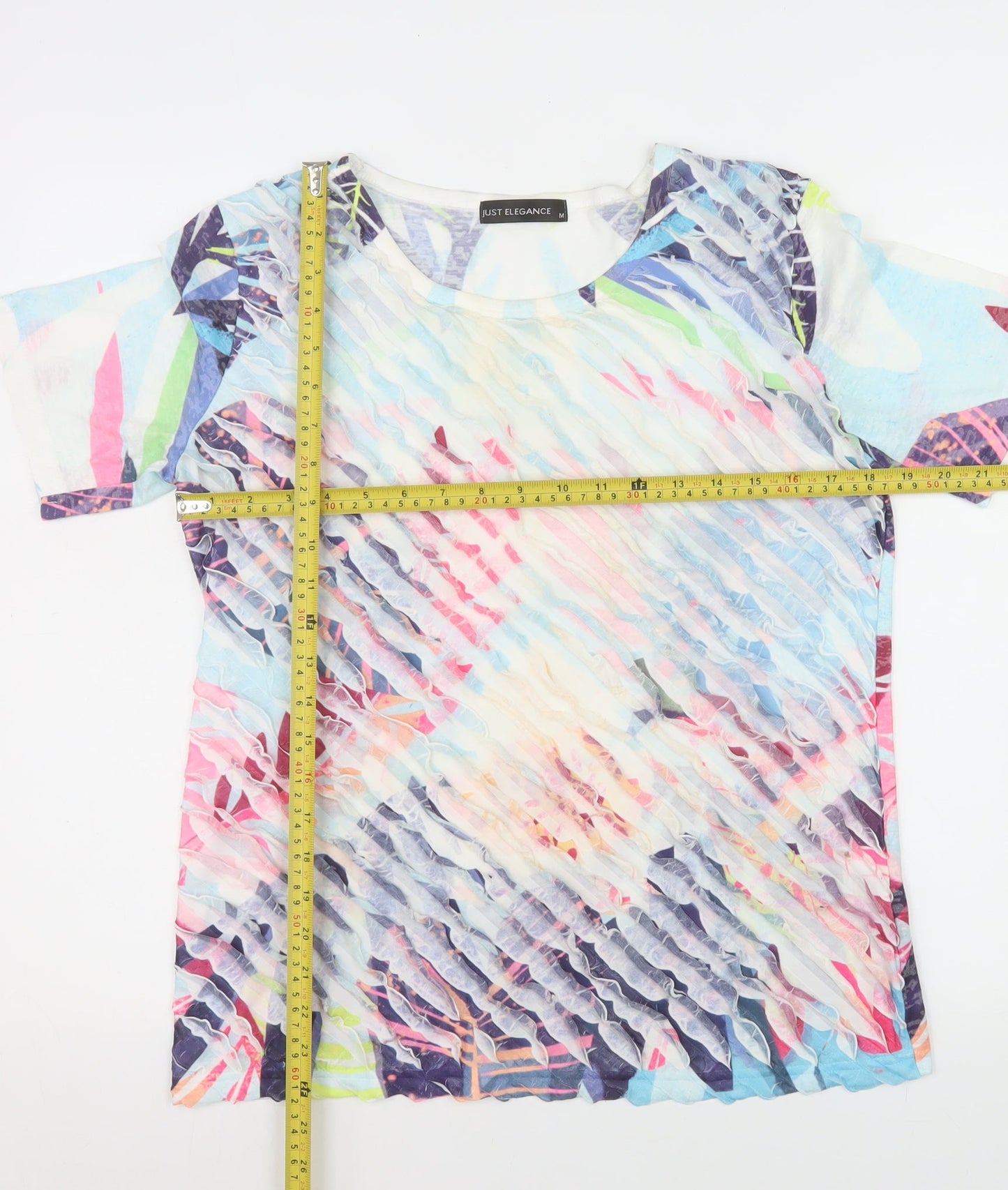 Just Elegance Women's Multicoloured Floral T-Shirt M Short Sleeve