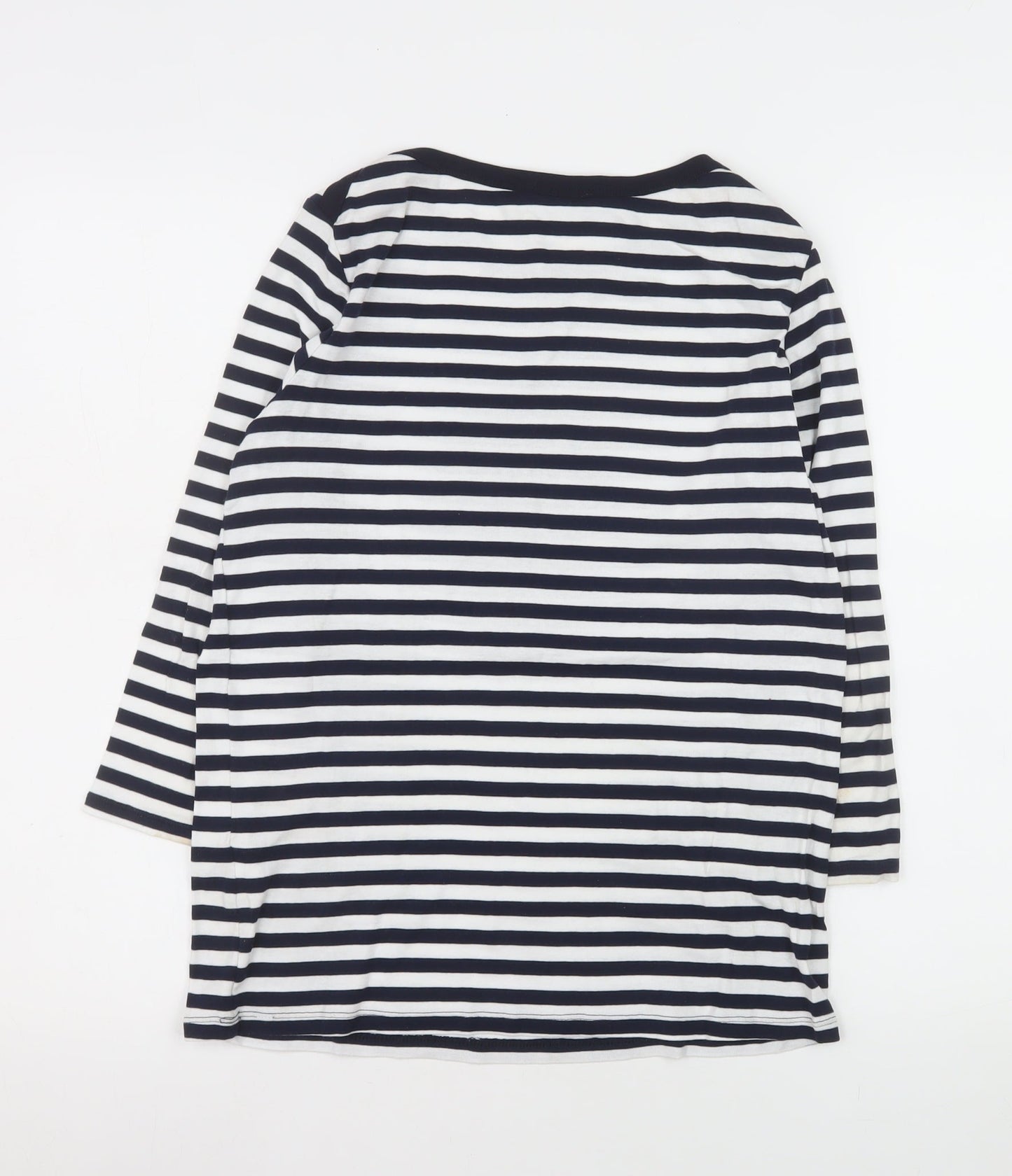 United Colors of Benetton Women’s Blue Striped 3/4 Sleeve Cotton T-Shirt Size 12