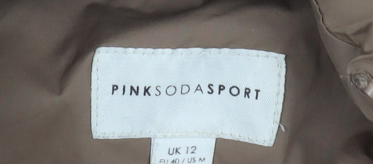 Pink Soda Sport Women Brown Hooded Puffer Jacket UK 12