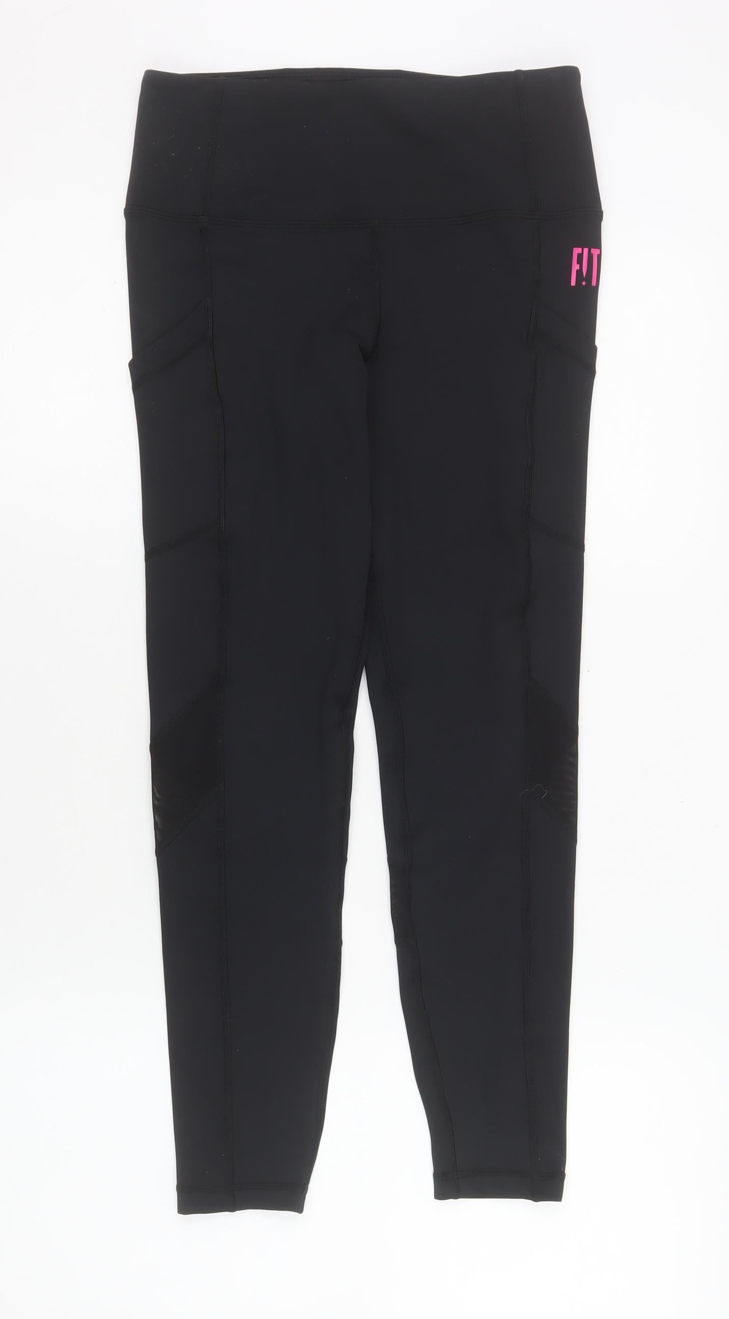 FIT PINK Women's Black Size 10 Ankle Leggings Gym Training