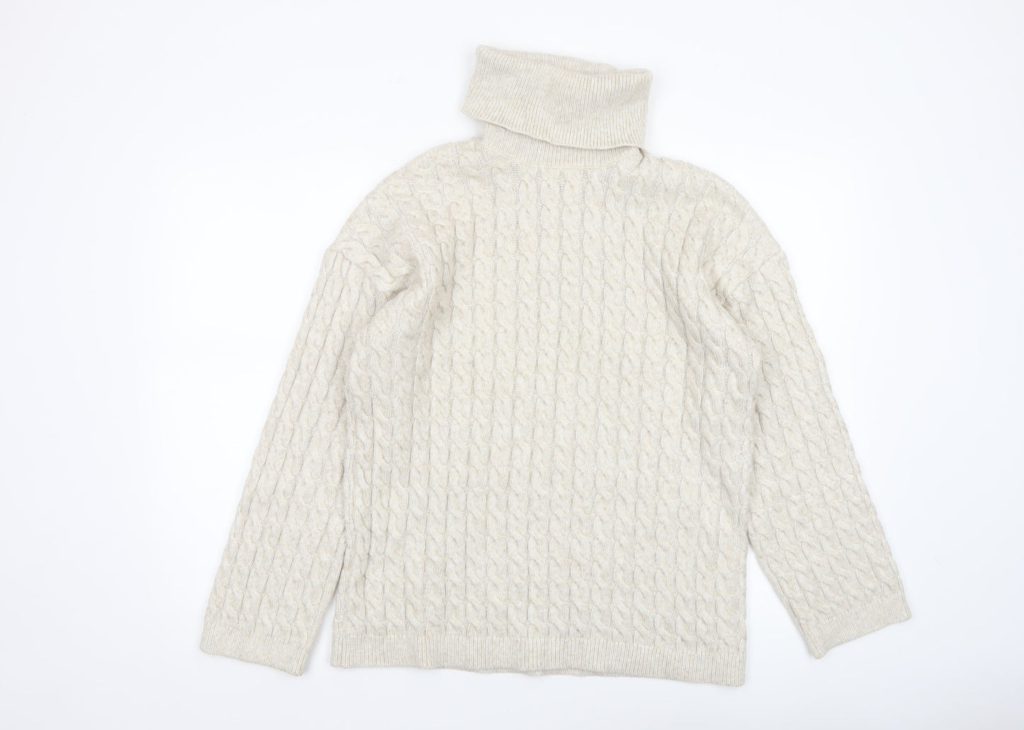 New Look Women’s Beige Cable Knit Roll Neck Jumper Size M