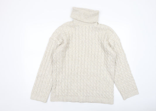New Look Women’s Beige Cable Knit Roll Neck Jumper Size M