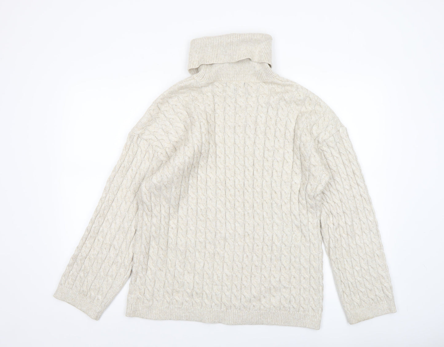 New Look Women’s Beige Cable Knit Roll Neck Jumper Size M