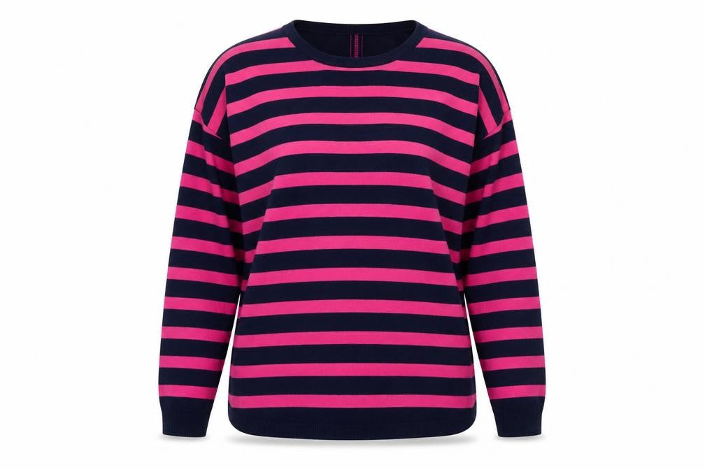 Oasis Women Multicoloured Striped Crew Neck Cotton Blend Jumper M