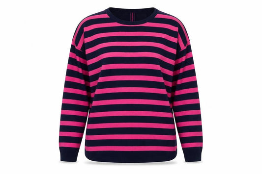 Oasis Women Multicoloured Striped Crew Neck Cotton Blend Jumper M