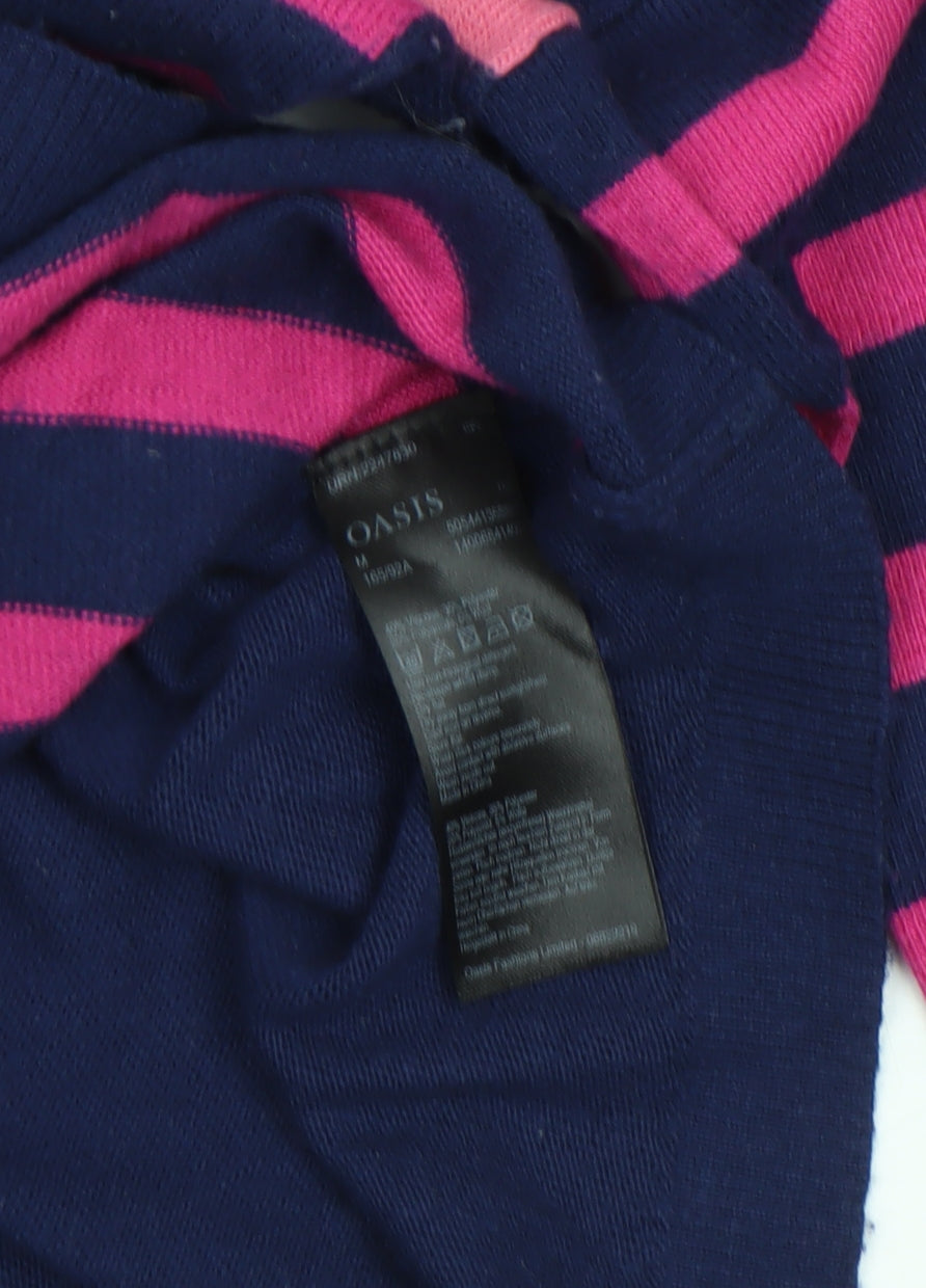 Oasis Women Multicoloured Striped Crew Neck Cotton Blend Jumper M
