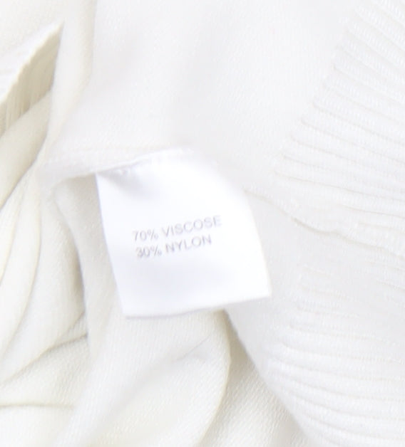 Castle of Ireland Women White Mock Neck Jumper 18/44 with Rhinestone Detail