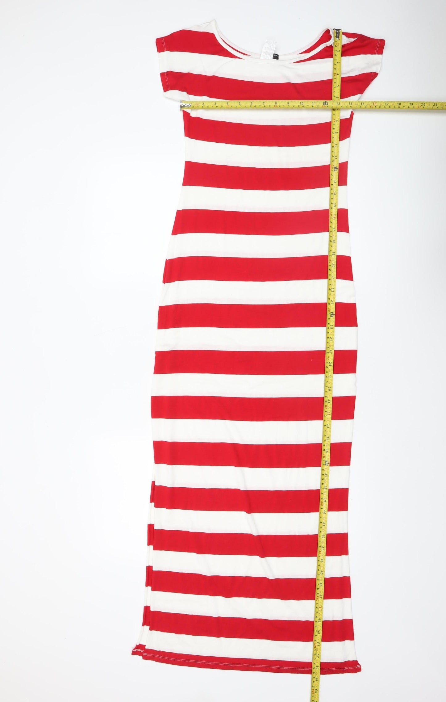 Calzedonia Women Red White Striped Long Bodycon Dress Size L