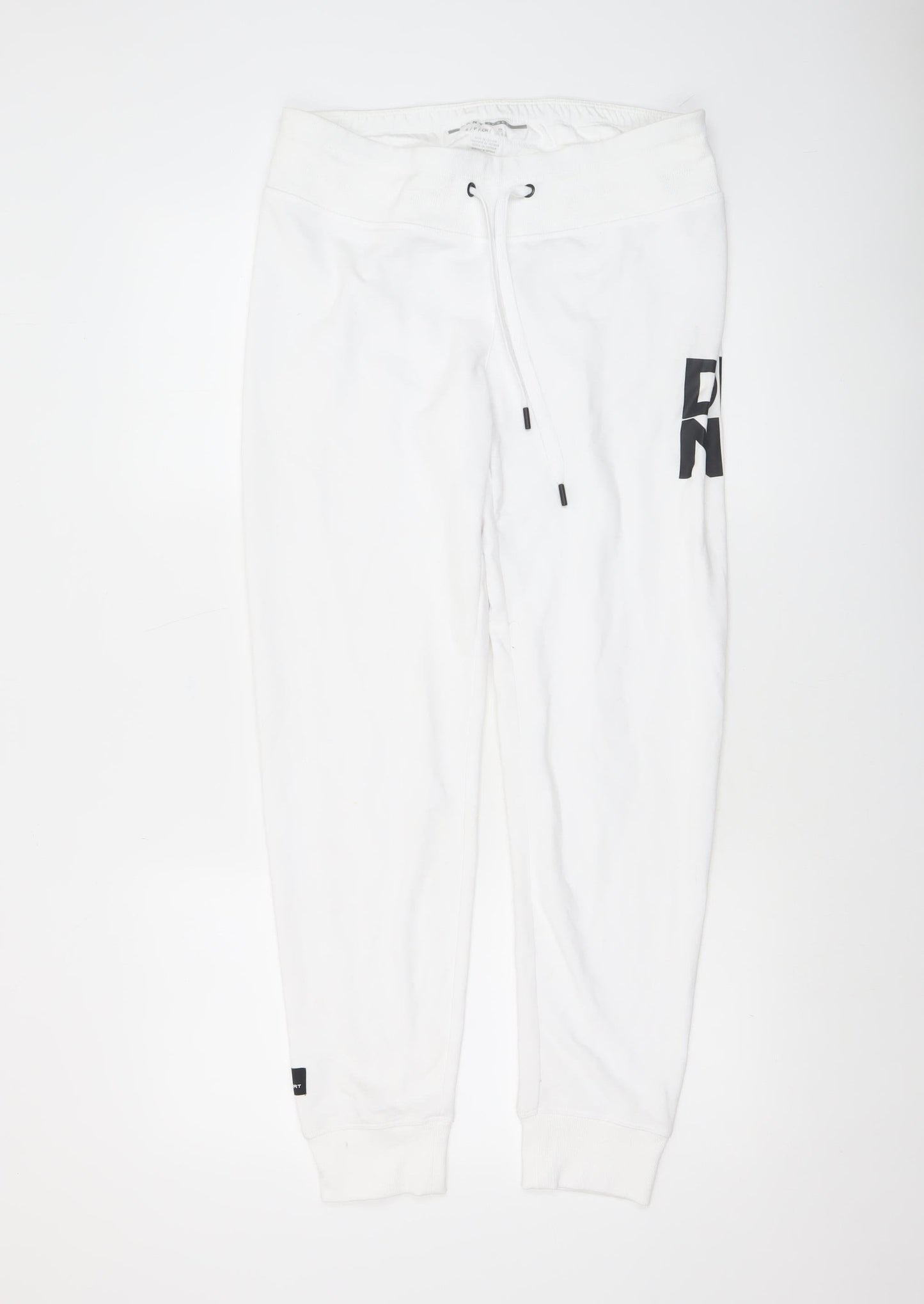 DKNY Women’s White Jogger Trousers Small Cotton Blend Logo Sport