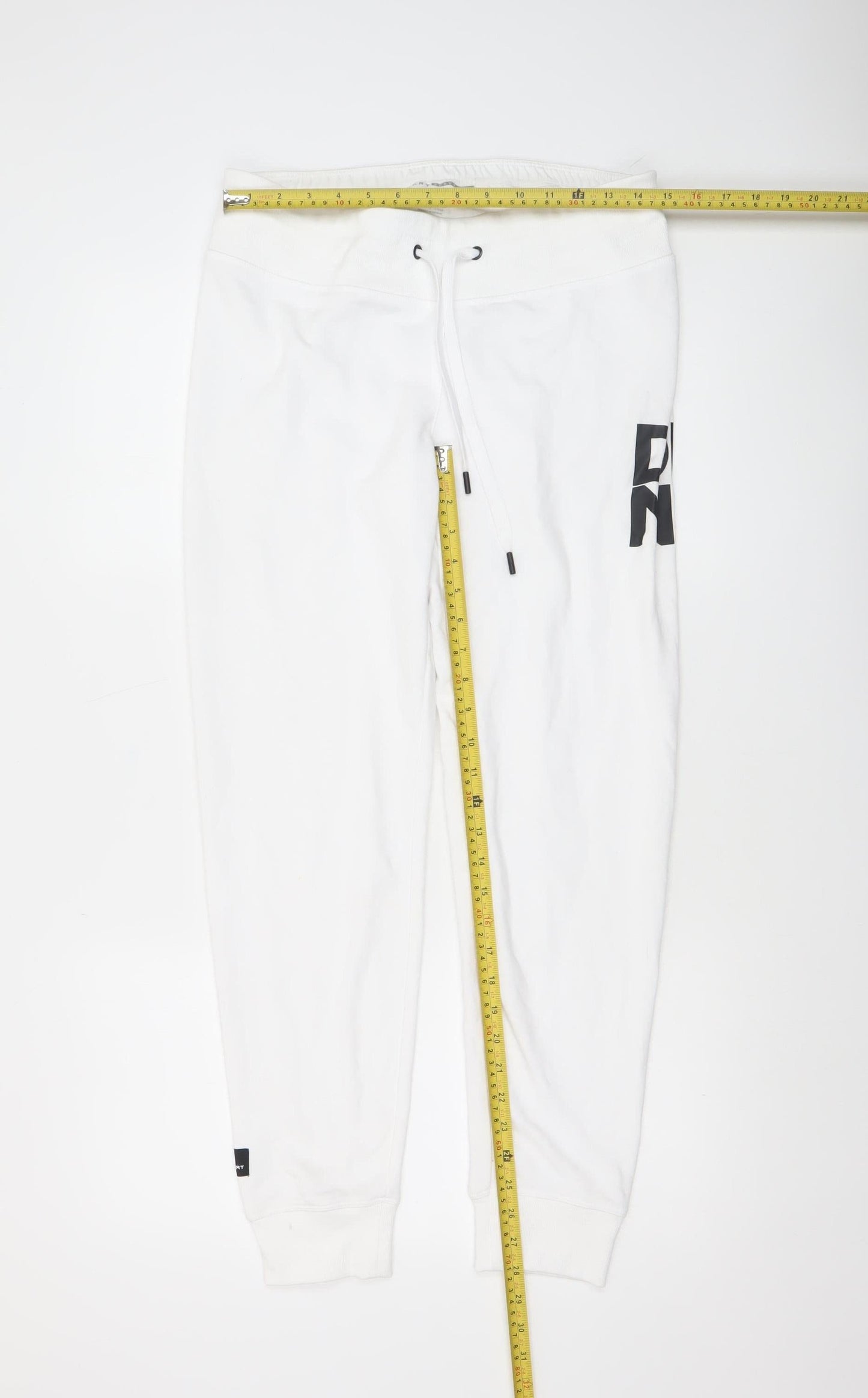 DKNY Women’s White Jogger Trousers Small Cotton Blend Logo Sport
