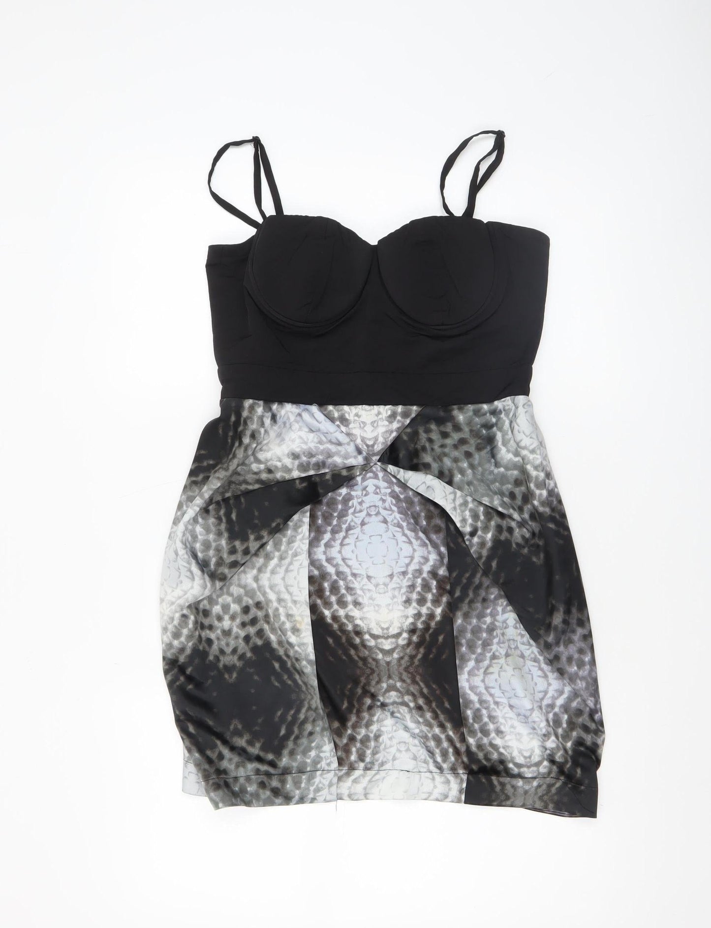 Lipsy Women’s Black Animal Print Bodycon Dress Size 12