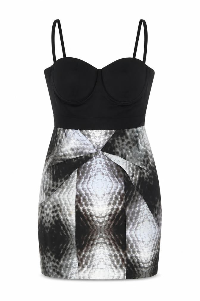 Lipsy Women’s Black Animal Print Bodycon Dress Size 12