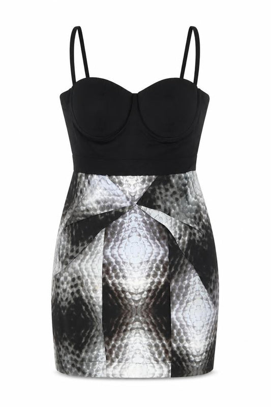 Lipsy Women’s Black Animal Print Bodycon Dress Size 12