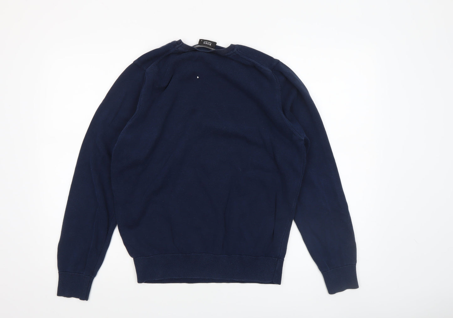 Hugo Boss Men’s Blue Cotton Crew Neck Pullover Jumper Size M