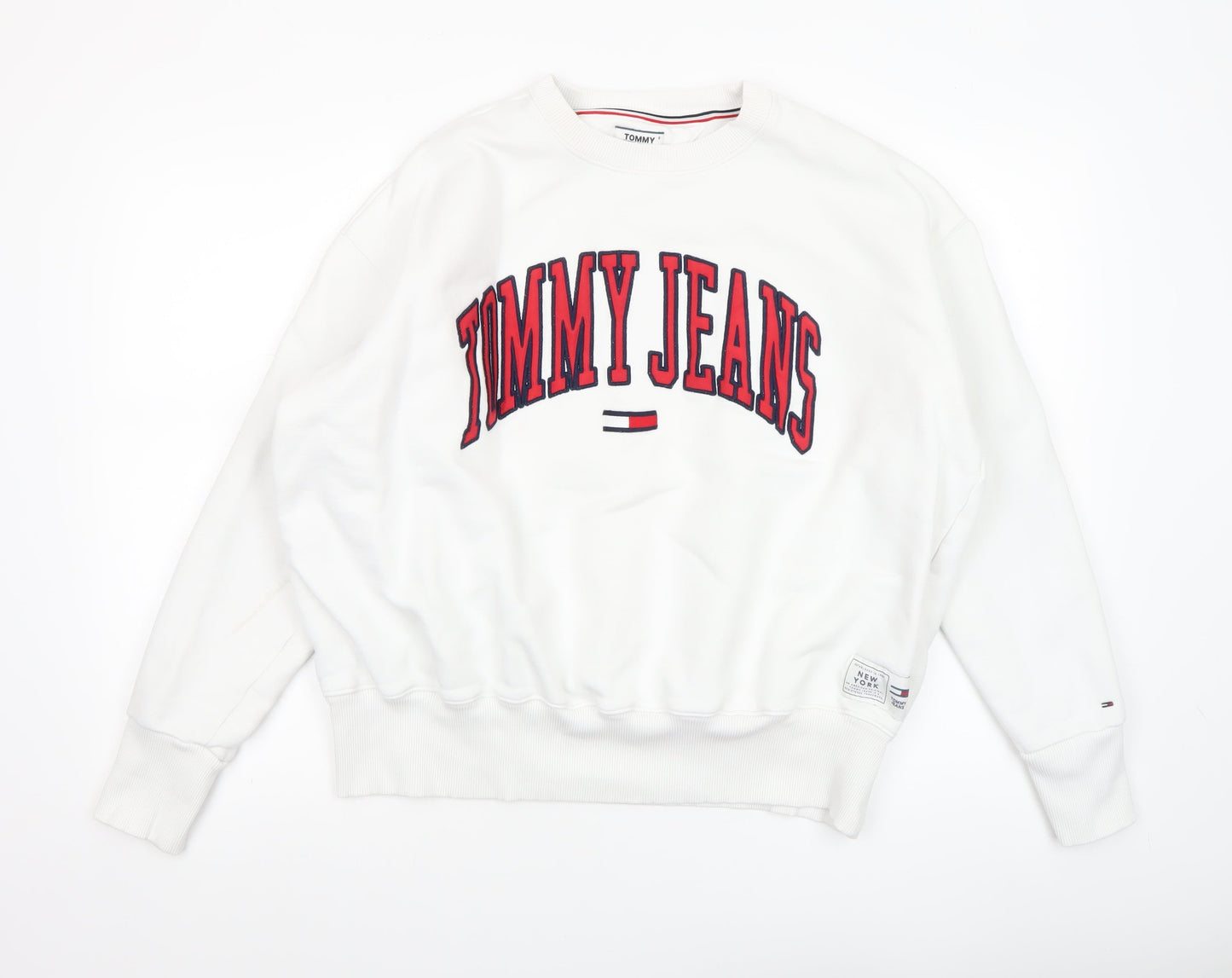 Tommy Jeans Women's White XL Crew Neck Pullover Sweatshirt