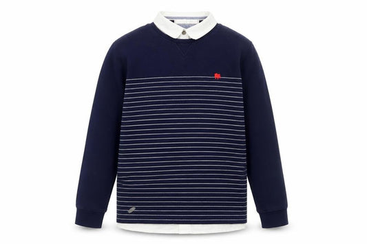 Jasper Conran Boys Navy Striped Cotton Pullover Jumper Age 11-12